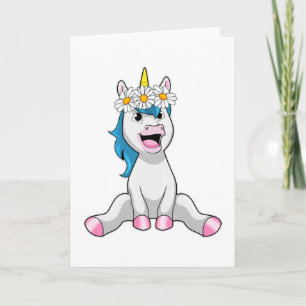Einhorn mit Blumen Gänseblümchen Karte