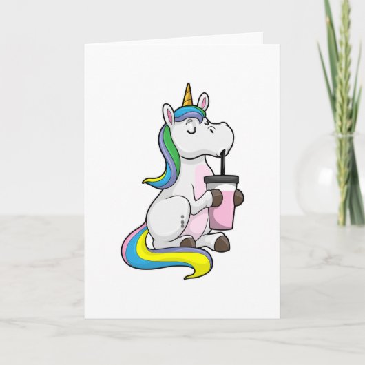 Einhorn mit Bubble Tea Karte (Vorderseite)