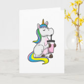 Einhorn mit Bubble Tea Karte (Gelbe Blume)