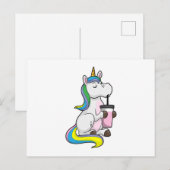 Einhorn mit Bubble Tea Postkarte (Vorne/Hinten)