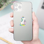 Einhorn mit Bubble Tee Aufkleber (Telefon)