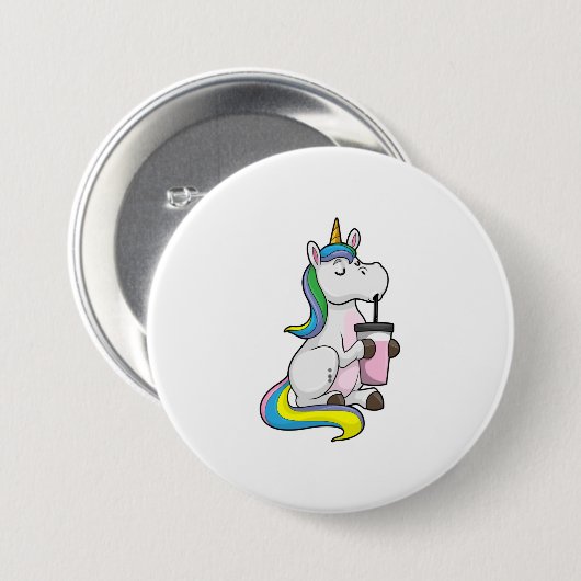 Einhorn mit Bubble Tee Button (Vorne & Hinten)