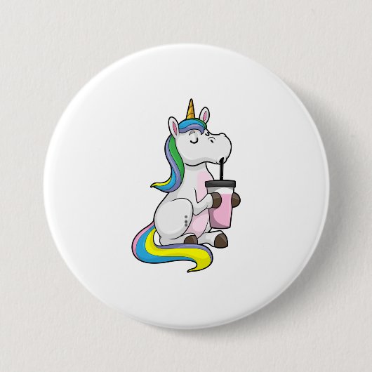 Einhorn mit Bubble Tee Button (Vorderseite)