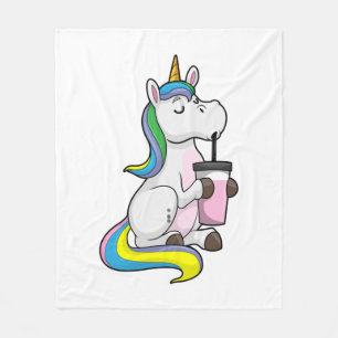 Einhorn mit Bubble Tee Fleecedecke