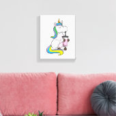 Einhorn mit Bubble Tee Leinwanddruck (Insitu (Wohnzimmer))