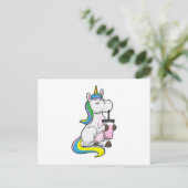 Einhorn mit Bubble Tee Postkarte (Stehend Vorderseite)