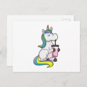 Einhorn mit Bubble Tee Postkarte (Vorne/Hinten)
