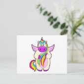 Einhorn mit bunten Haaren Postkarte (Stehend Vorderseite)