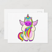 Einhorn mit bunten Haaren Postkarte (Vorne/Hinten)