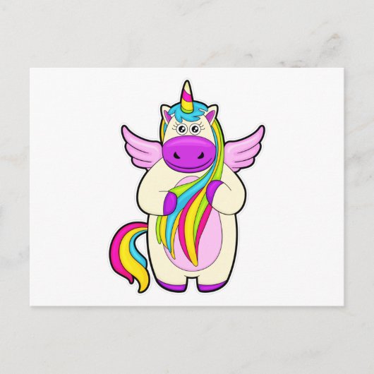 Einhorn mit bunten Haaren Postkarte (Vorderseite)
