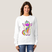 Einhorn mit bunten Haaren Sweatshirt (Vorne ganz)
