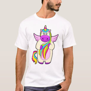 Einhorn mit bunten Haaren T-Shirt