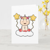 Einhorn mit Cloud & Stars Karte (Gelbe Blume)
