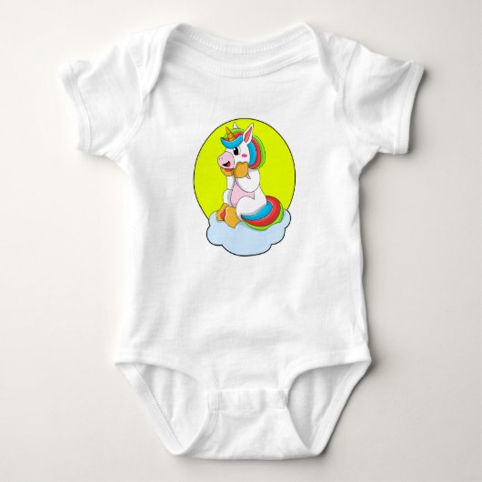 Einhorn mit Cloud & Sun Baby Strampler (Vorderseite)