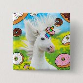 Einhorn mit Donuts Button (Vorderseite)