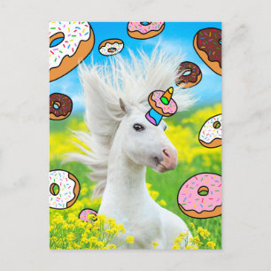 Einhorn mit Donuts Einladungspostkarte