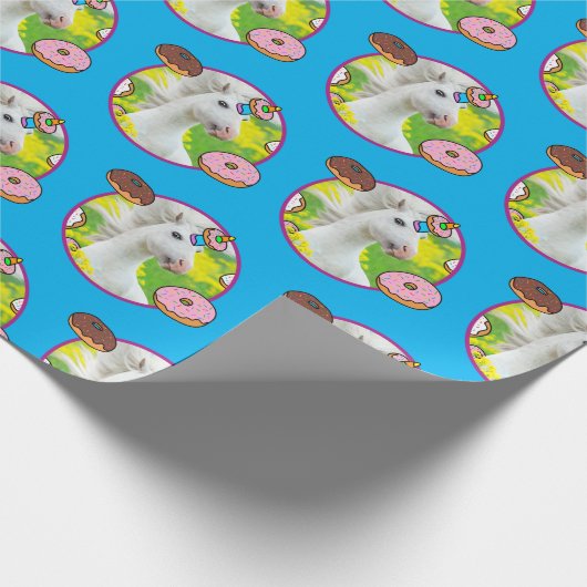 Einhorn mit Donuts Geschenkpapier (Ecke)