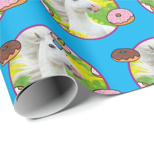 Einhorn mit Donuts Geschenkpapier (Rolleneckpunkt)