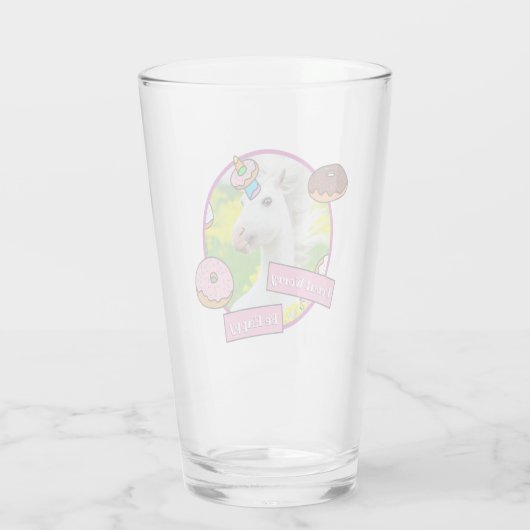 Einhorn mit Donuts Glas (Rückseite)