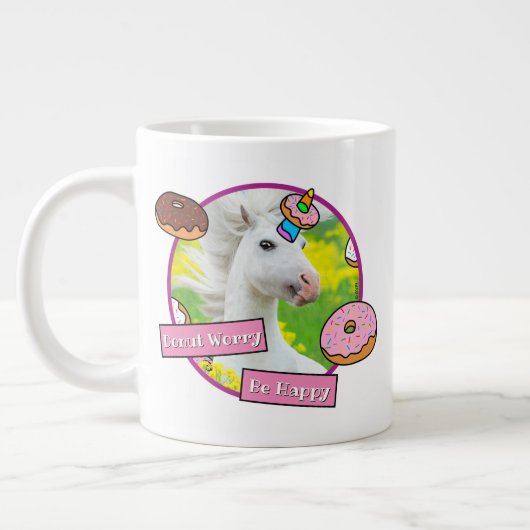 Einhorn mit Donuts Jumbo-Tasse (Links)