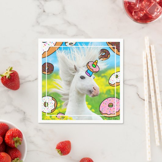 Einhorn mit Donuts Serviette (Beispiel)