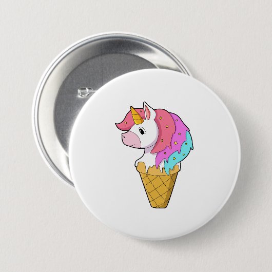 Einhorn mit Eiscreme Button (Vorne & Hinten)