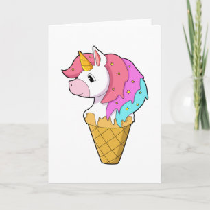 Einhorn mit Eiscreme Karte