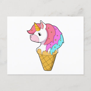 Einhorn mit Eiscreme Postkarte