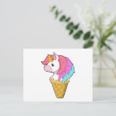 Einhorn mit Eiscreme Postkarte (Stehend Vorderseite)