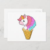 Einhorn mit Eiscreme Postkarte (Vorne/Hinten)