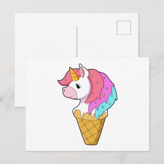 Einhorn mit Eiscreme Postkarte (Vorne/Hinten)