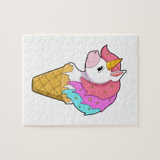 Einhorn mit Eiscreme Puzzle (Horizontal)