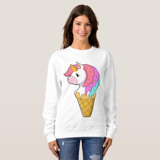 Einhorn mit Eiscreme Sweatshirt (Vorne ganz)