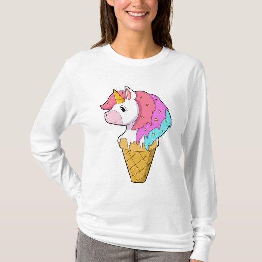 Einhorn mit Eiscreme T-Shirt (Vorderseite)