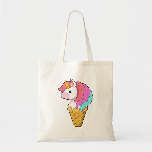 Einhorn mit Eiscreme Tragetasche (Vorne)