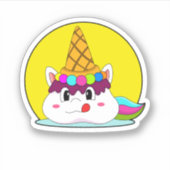 Einhorn mit Eistüte Aufkleber (Vorderseite)