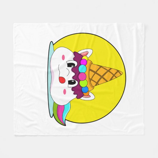 Einhorn mit Eistüte Fleecedecke (Vorderseite (Horizontal))