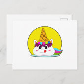 Einhorn mit Eistüte Postkarte (Vorne/Hinten)