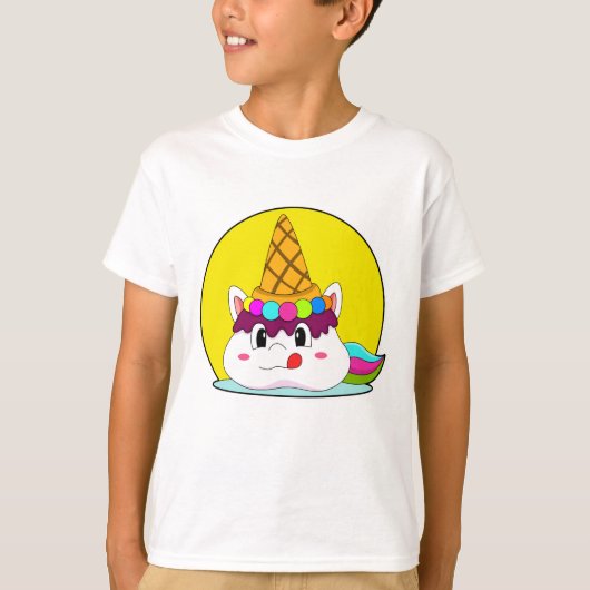 Einhorn mit Eistüte T-Shirt (Vorderseite)