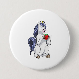 Einhorn mit Erdbeerobst Button