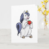 Einhorn mit Erdbeerobst Karte (Gelbe Blume)