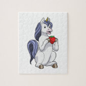 Einhorn mit Erdbeerobst Puzzle (Vertikal)