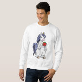 Einhorn mit Erdbeerobst Sweatshirt (Vorne ganz)