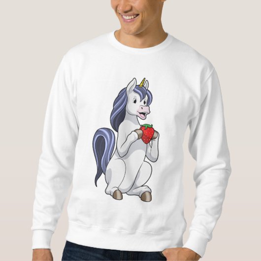 Einhorn mit Erdbeerobst Sweatshirt (Vorderseite)
