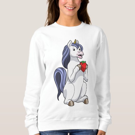 Einhorn mit Erdbeerobst Sweatshirt (Vorderseite)