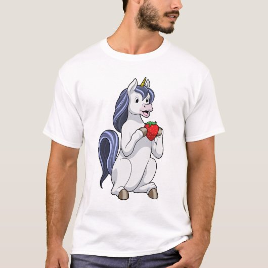 Einhorn mit Erdbeerobst T-Shirt (Vorderseite)