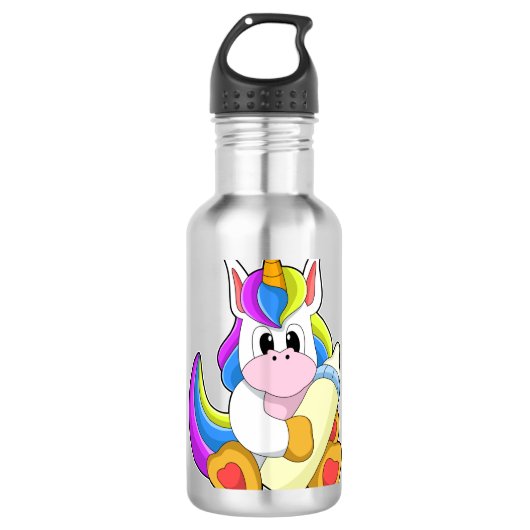 Einhorn mit Flasche Milch Edelstahlflasche (Vorderseite)