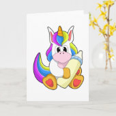 Einhorn mit Flasche Milch Karte (Gelbe Blume)