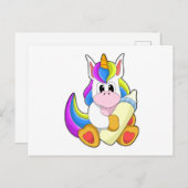 Einhorn mit Flasche Milch Postkarte (Vorne/Hinten)