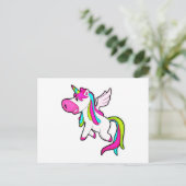 Einhorn mit Flügeln Postkarte (Stehend Vorderseite)